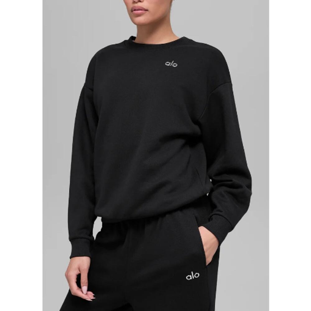 Alo Yoga Women's Black Accolade Crew Neck Pullover Sweatshirt Size XXS